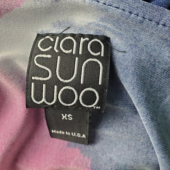 Clara Sun Woo Womens Watercolor Ruffle Cold Off The Shoulder Blouse Top Size XS - Picture 3 of 4